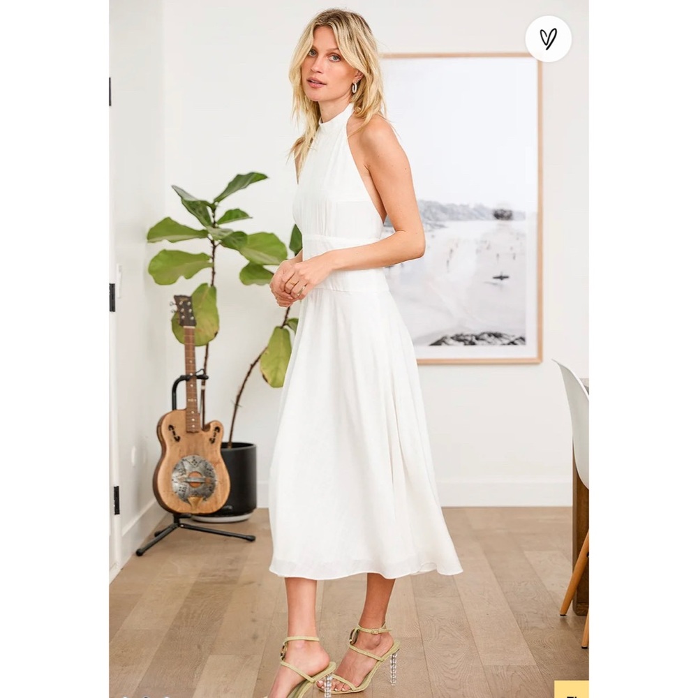 NWT Lulu’s White Halter Midi Dress